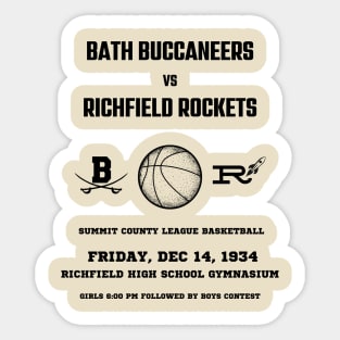 Bath-Richfield Basketball Game 1934 Sticker